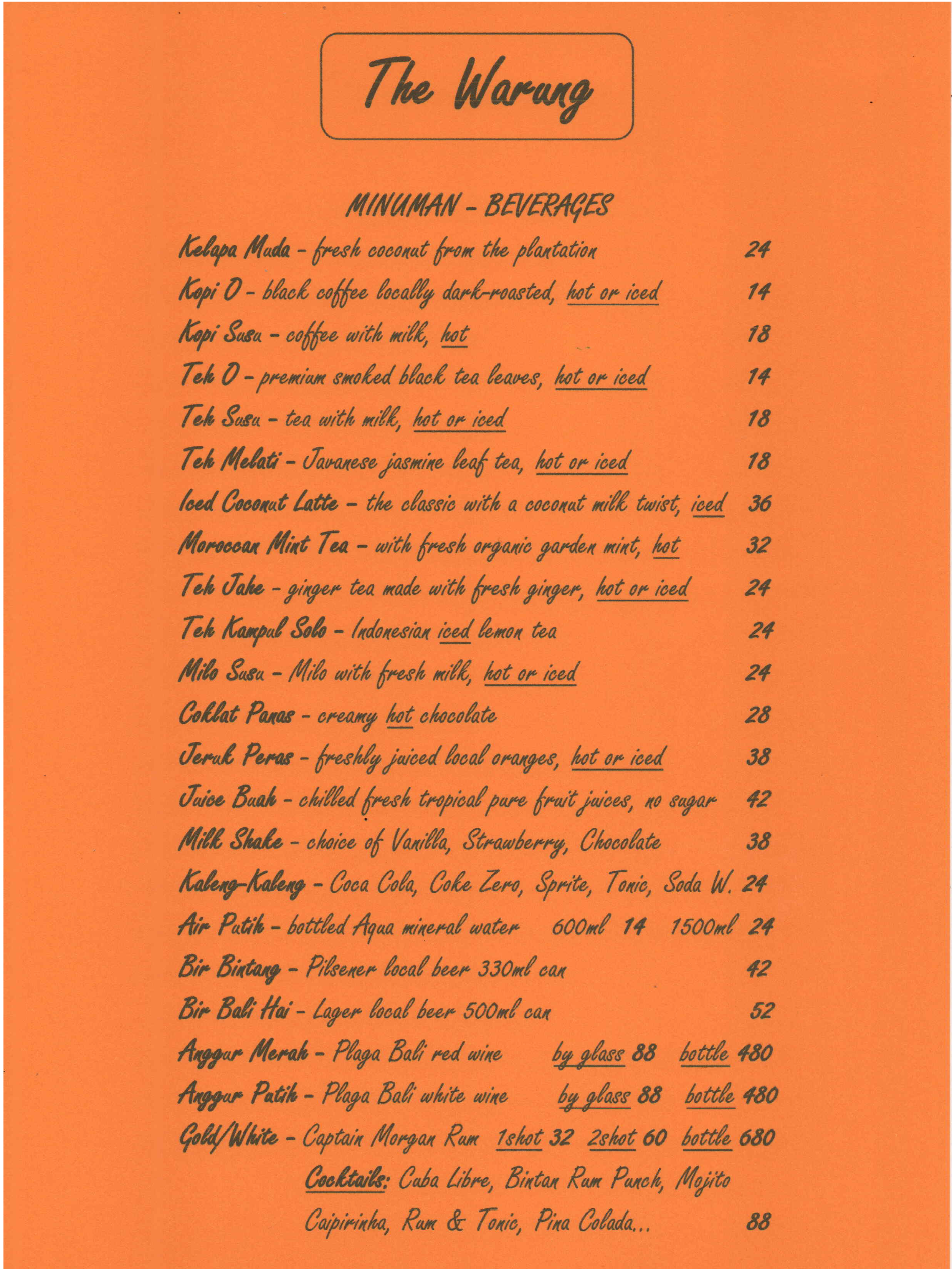 Bintan Spa Resort - Mutiara Beach Resort Menu Page 1