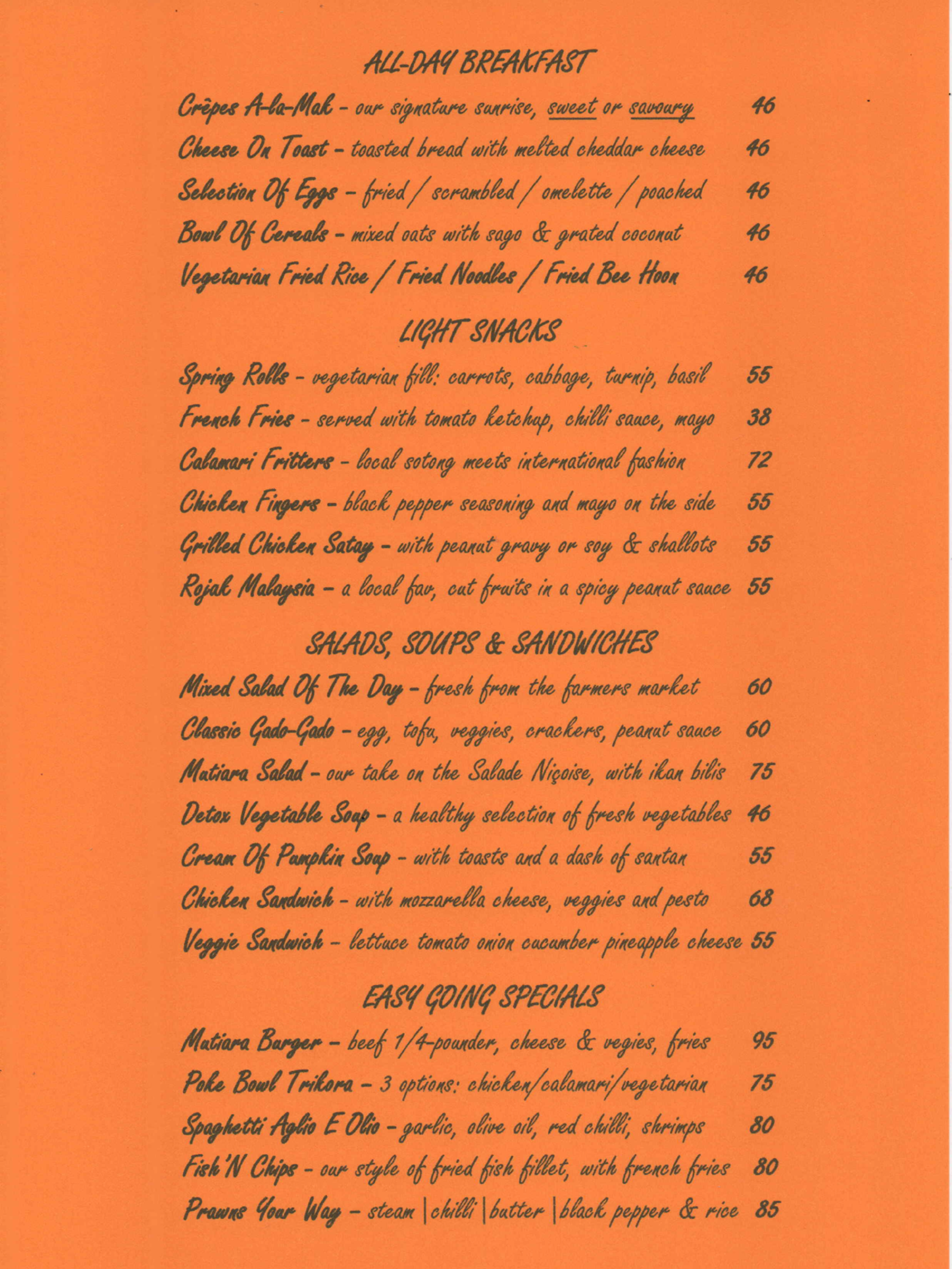 Bintan Spa Resort - Mutiara Beach Resort Menu Page 2
